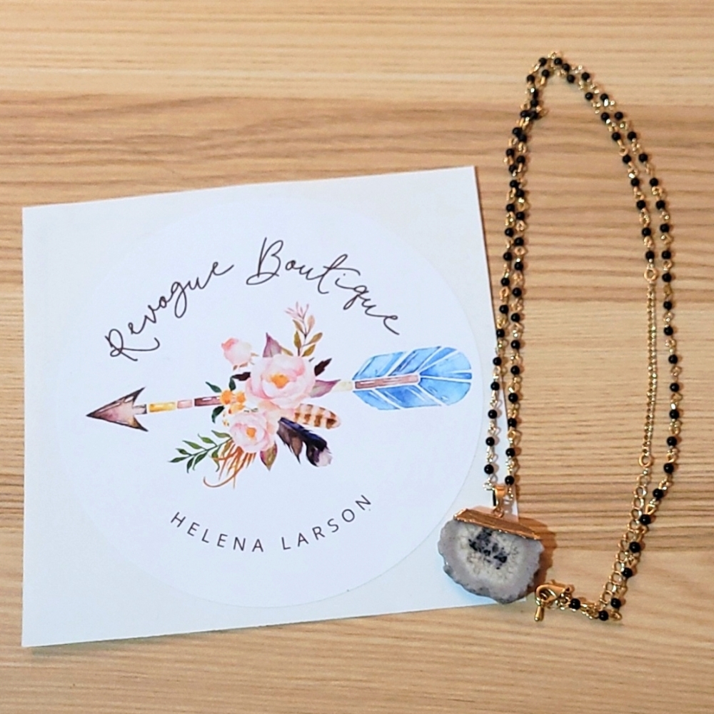 Black Beaded Agate Necklace